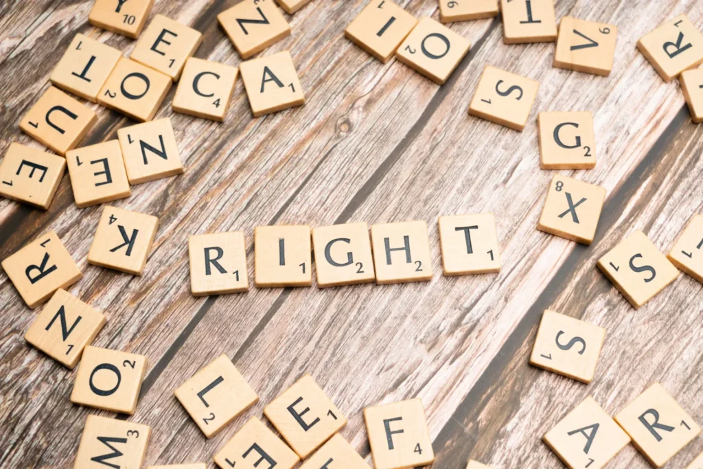 The Process of Obtaining Workers' Compensation Benefits word RIGHT written with scrabbles