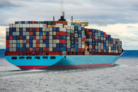A cargo ship.