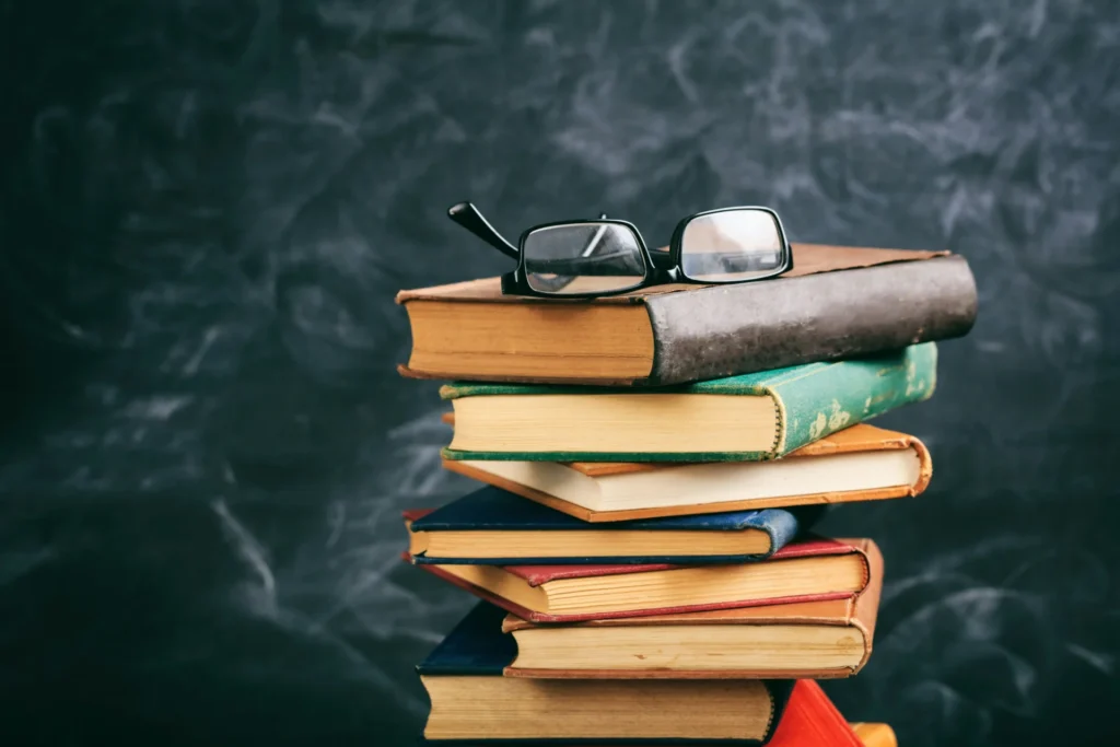 A stack of books.