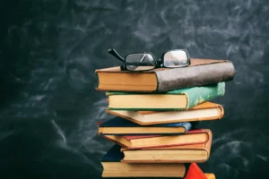 A stack of books.