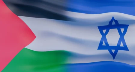 Gaza-Israel flags.