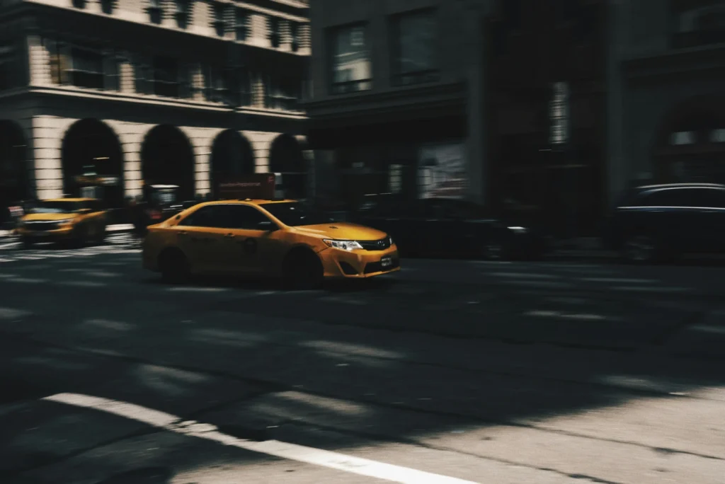 A taxi on the road