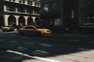 A taxi on the road