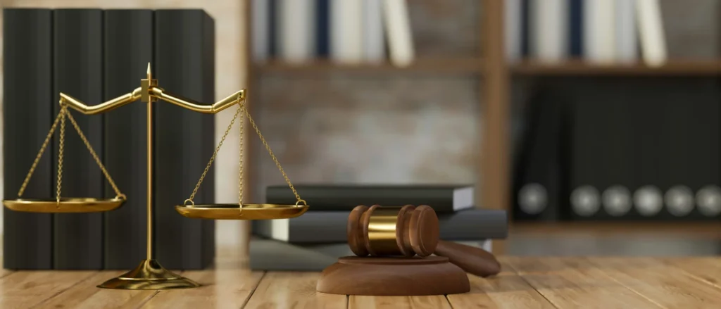 A gavel and a scale.