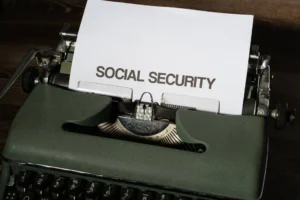 Type writer with a piece of paper