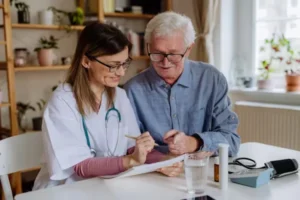 a doctor talking to her patient
