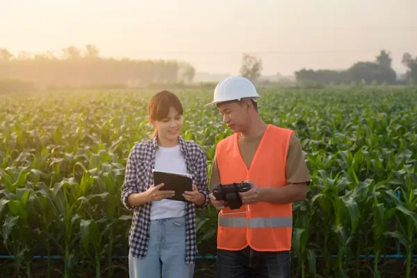 How is Technology Optimizing Agricultural Supply Chains? A man and woman standing in a farm