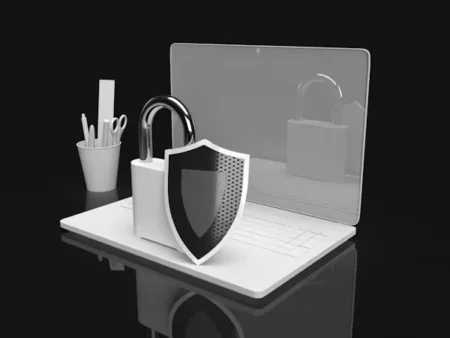 black and white photo if laptop