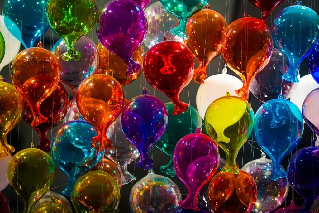 bunch of balloons hanging in air