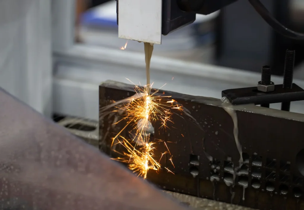 Precision EDM Methods Transforming Micron Level Component Engineering flames coming out from a machine