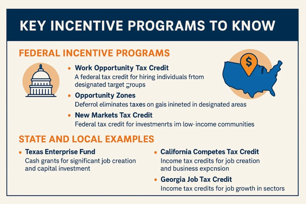 How to Maximize ROI with Location Incentives Across States Infographic on key incentive programs to know