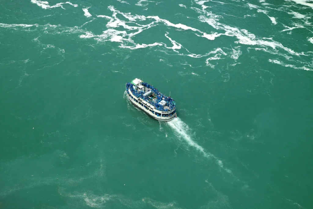 A boat in the ocean.