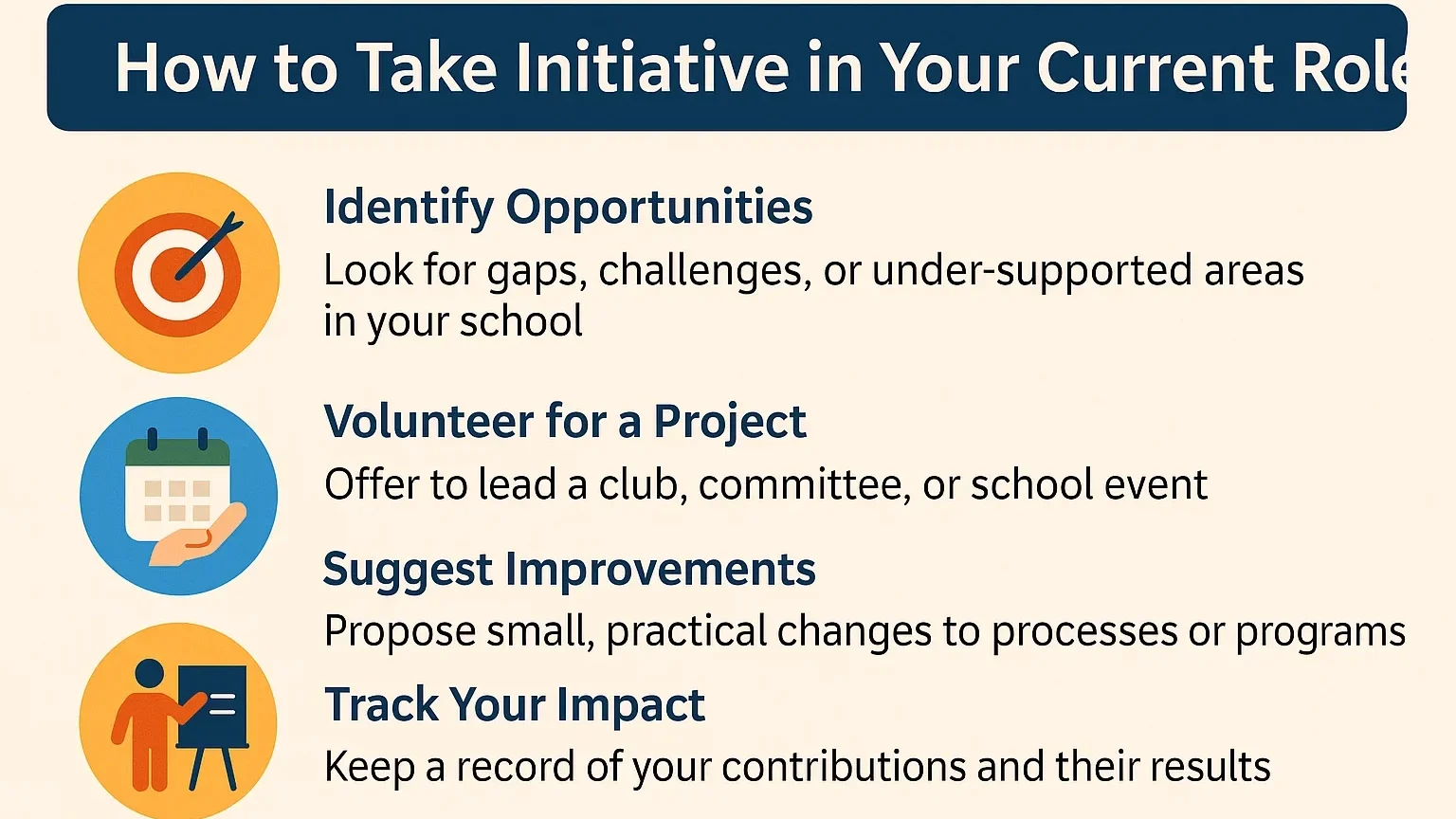 Illustration of how to take initiative in your current role