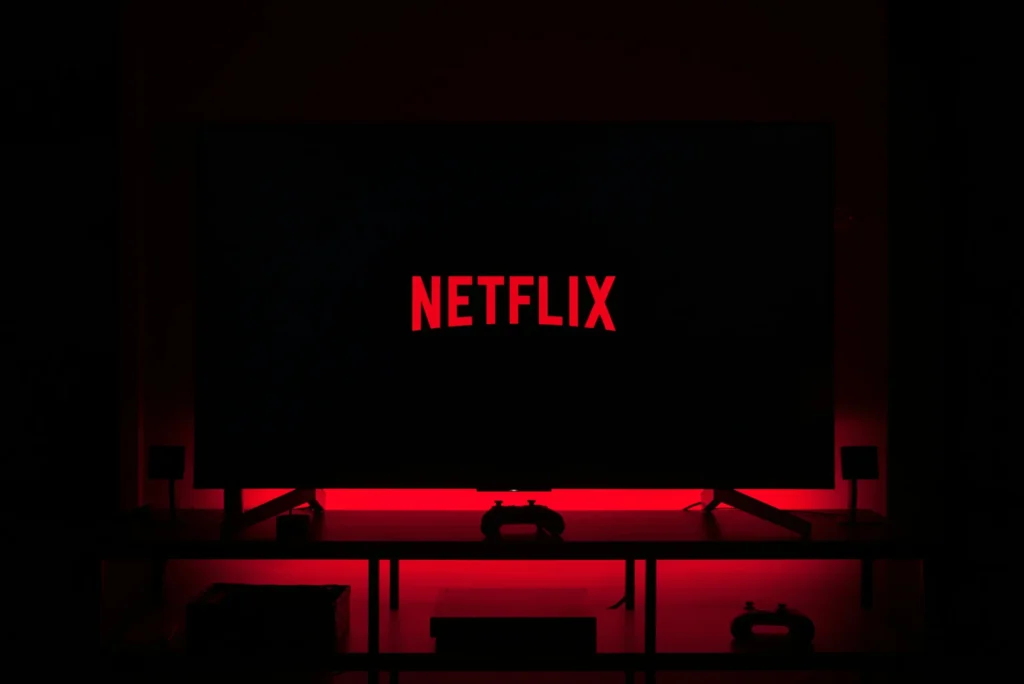 A Netflix logo on a black screen.