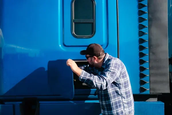 Why Truck Accident Cases Are Often More Complicated Than Car Accidents a man standing next to a blue truck