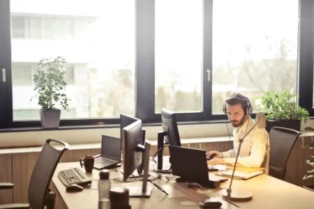 a man working on laptop