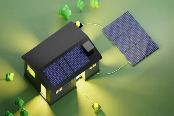 a solar panel attached toa house