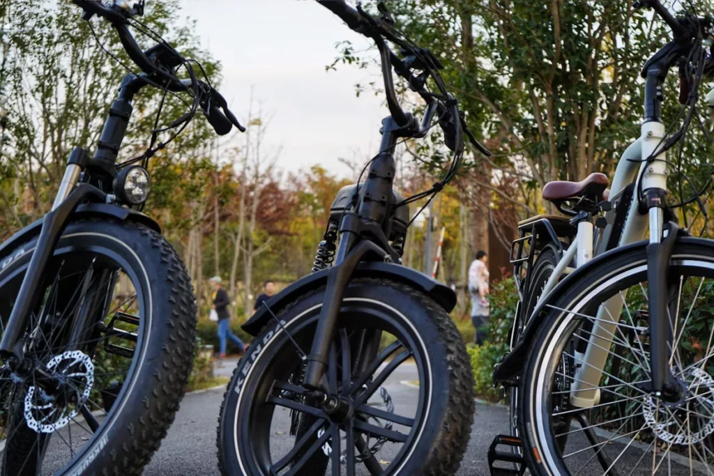 black bicycle on road
