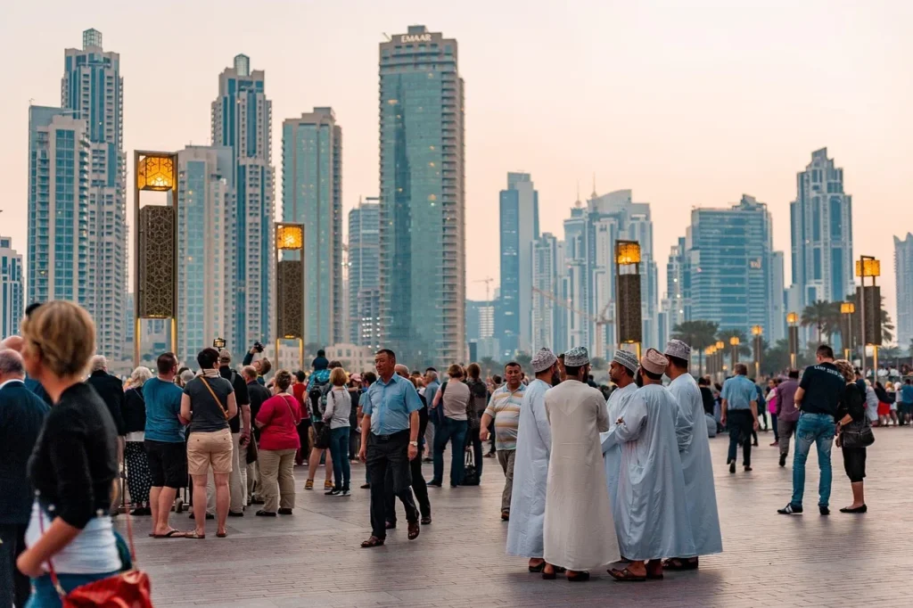 people standing in public place