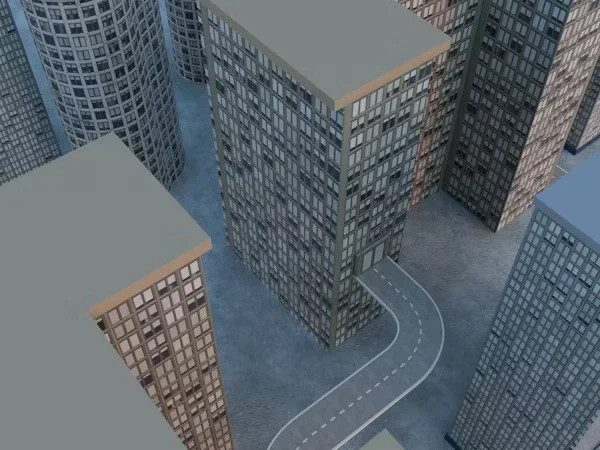 tall grey buildings next to each other