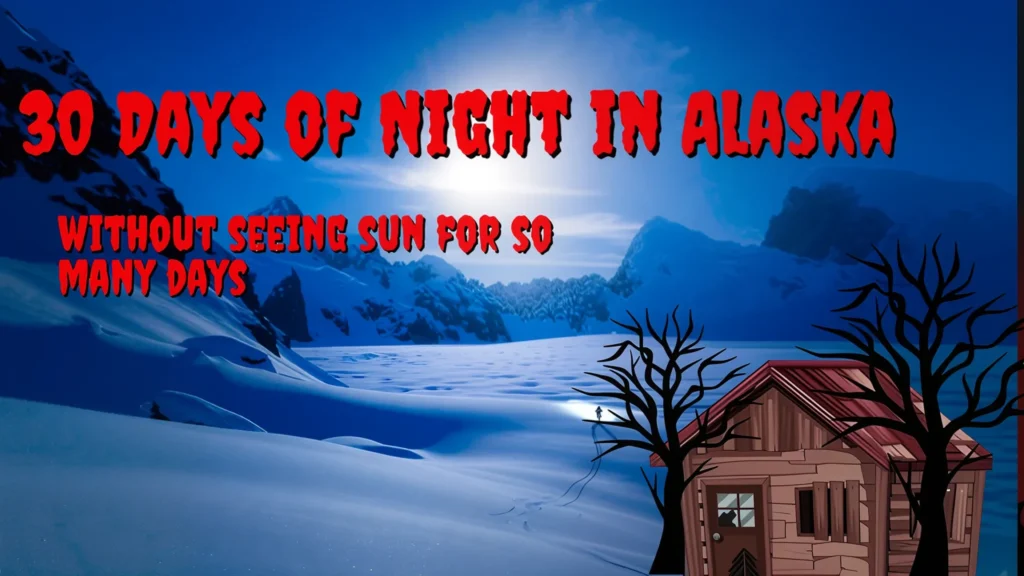 30 Days of Night in Alaska: More Than Just a Horror Movie! unblurimageai Black Red Illustrative Horror Story YouTube Thumbnail