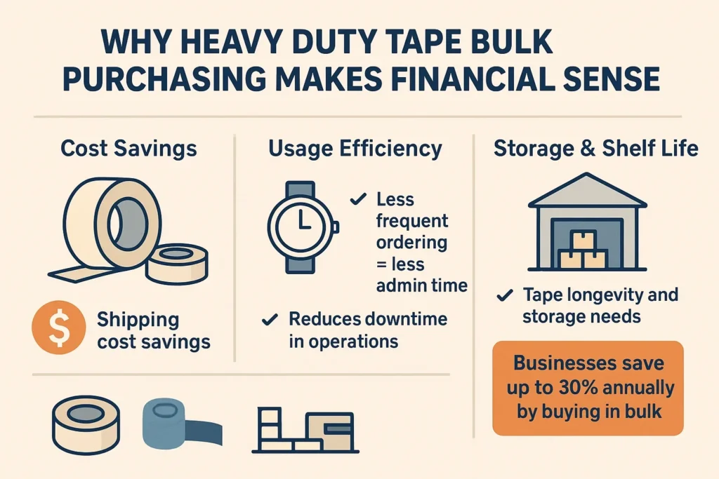 Increasing Efficiency with Heavy Duty Tape in Bulk Bulk tape savings infographic design