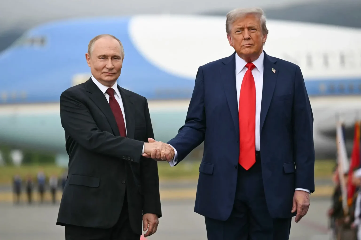 Trump-Putin Alaska Summit Focuses on Peace Deal Over Ceasefire Trump and Putin before the summit.