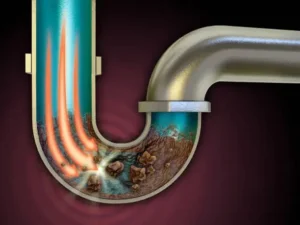 a blocked drain pipe