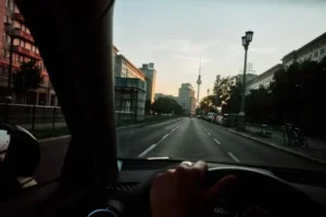 a person driving on road
