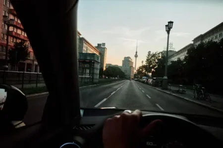 a person driving on road