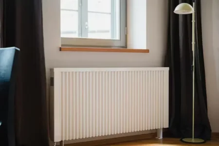 a white radiator in room