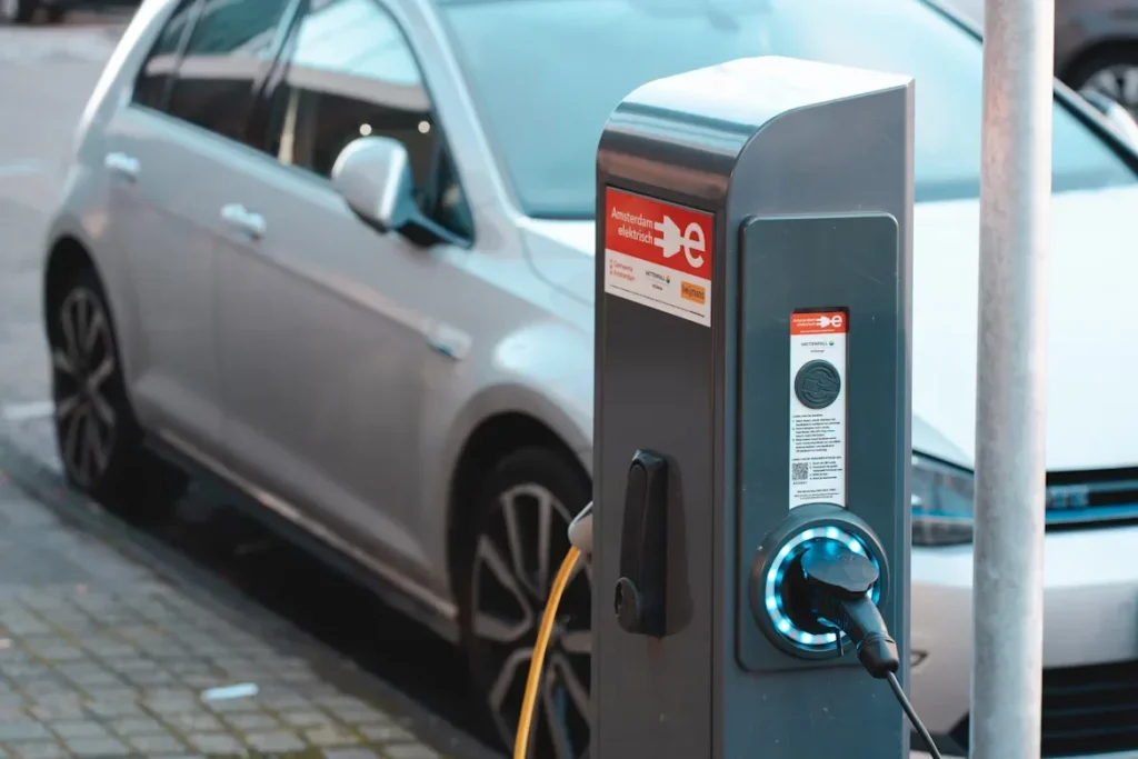 black and grey EV charger