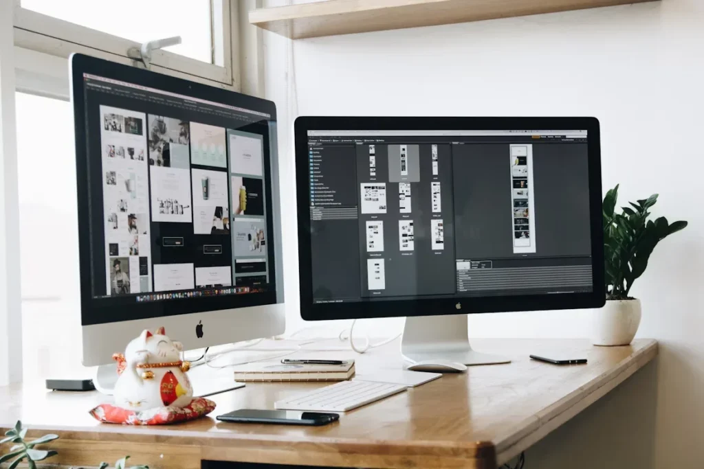 5 Web Design Secrets That Convert Visitors Into Customers two computer monitors on table