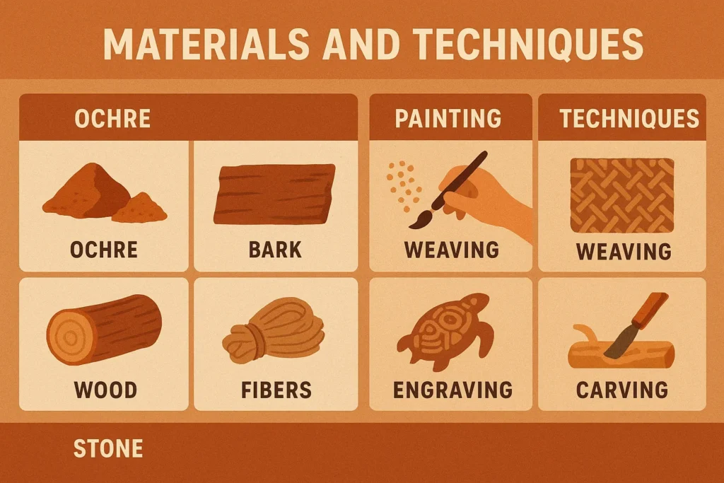 What Is Aboriginal Art? A Complete Beginner’s Guide Aboriginal art materials and techniques grid.