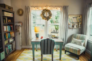 Beige table lamp on table