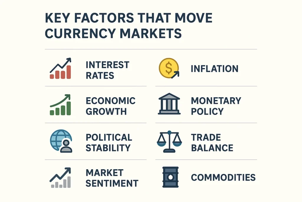 Currency Market Influencing Factors Infographic