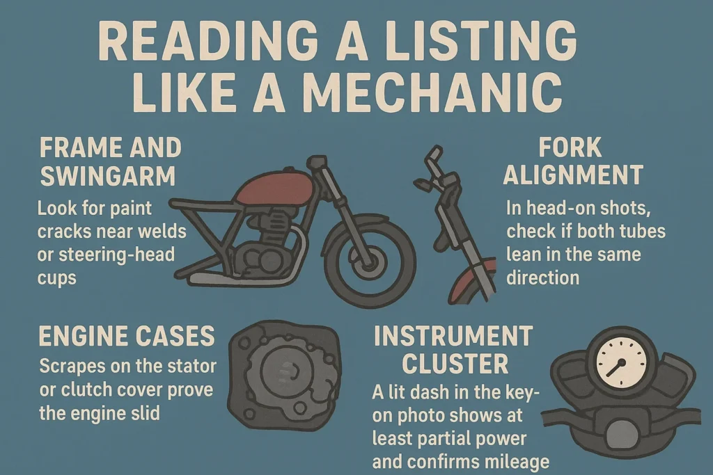 Motorcycle listing inspection guide infographics