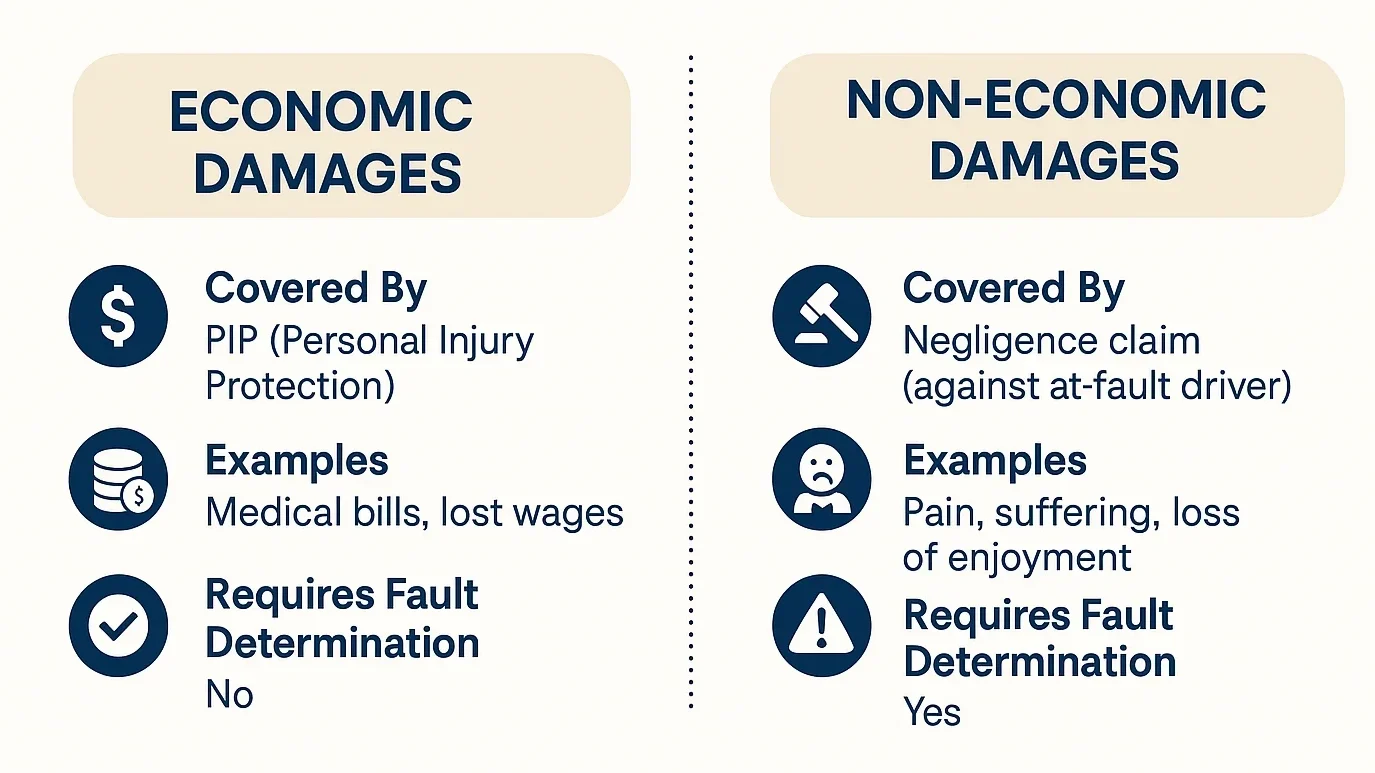 Key Non-Economic Damages You Can Pursue in Southfield Car Accident Cases Non-economic vs economic damages infographic