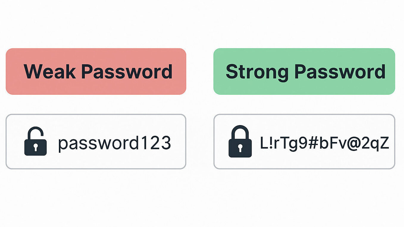 Email is the cornerstone of business communication, but it is also a prime target for cyberattacks Weak vs strong password comparison