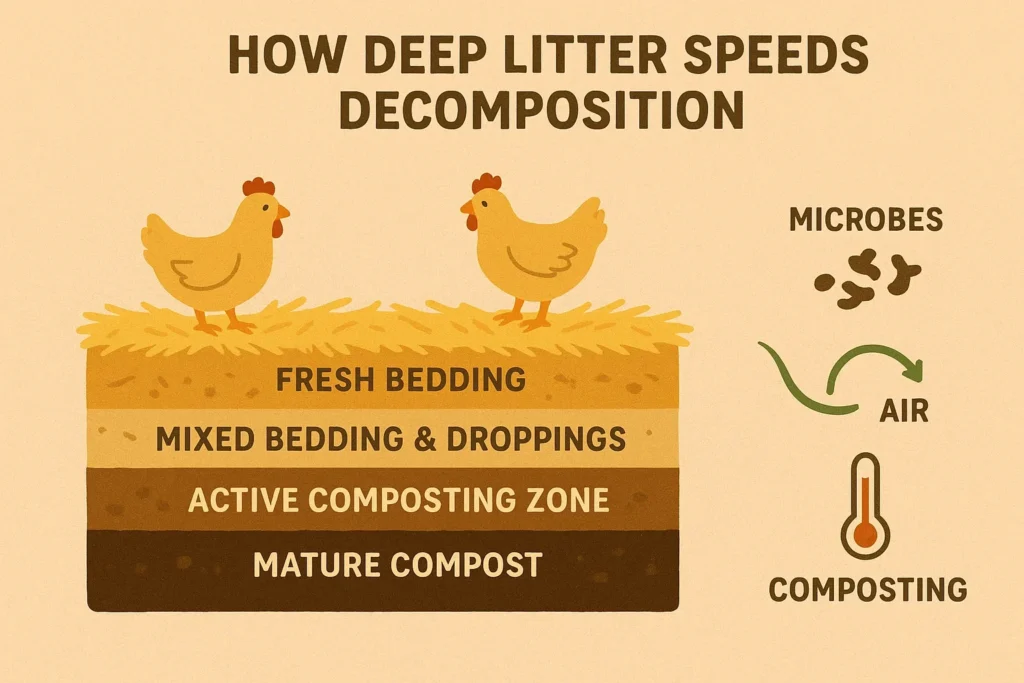 Deep litter composting layer infographic