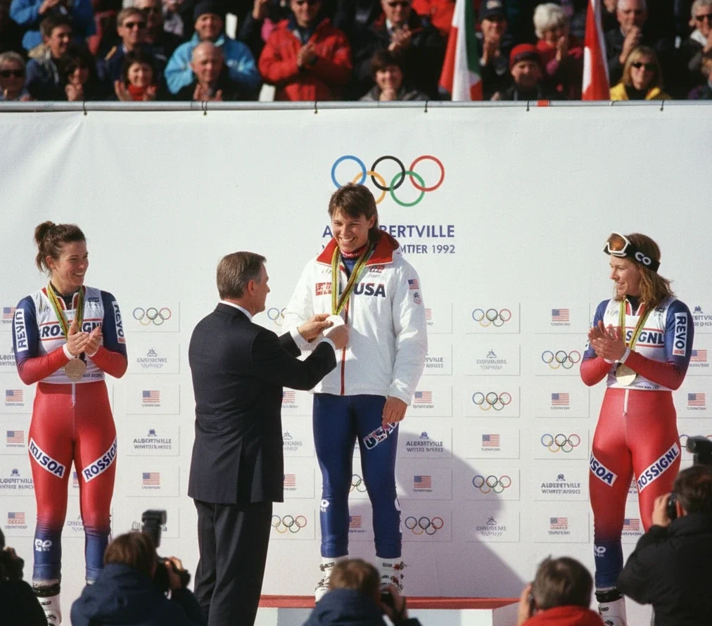 Hilary Lindh Biography: Olympic Silver Medalist and Skiing Legend Hilary Lindh receiving silver medal