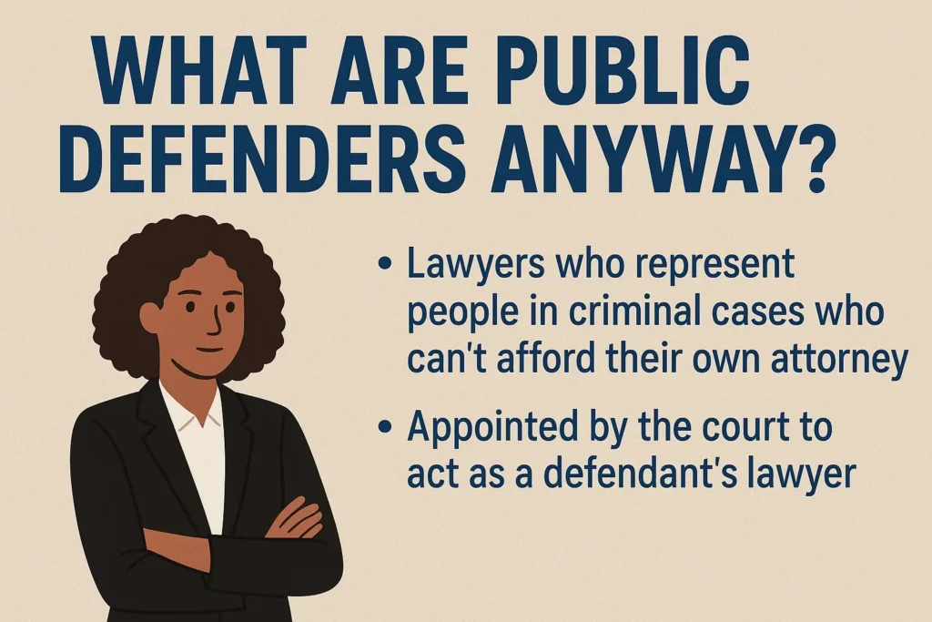 Public defender explaining legal rights.