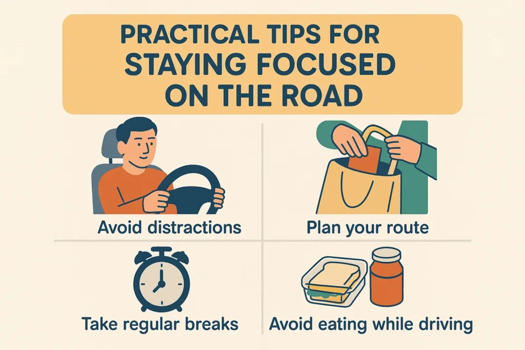 Staying Alert: The Key to Safer Roads Safe driving focus tips infographic