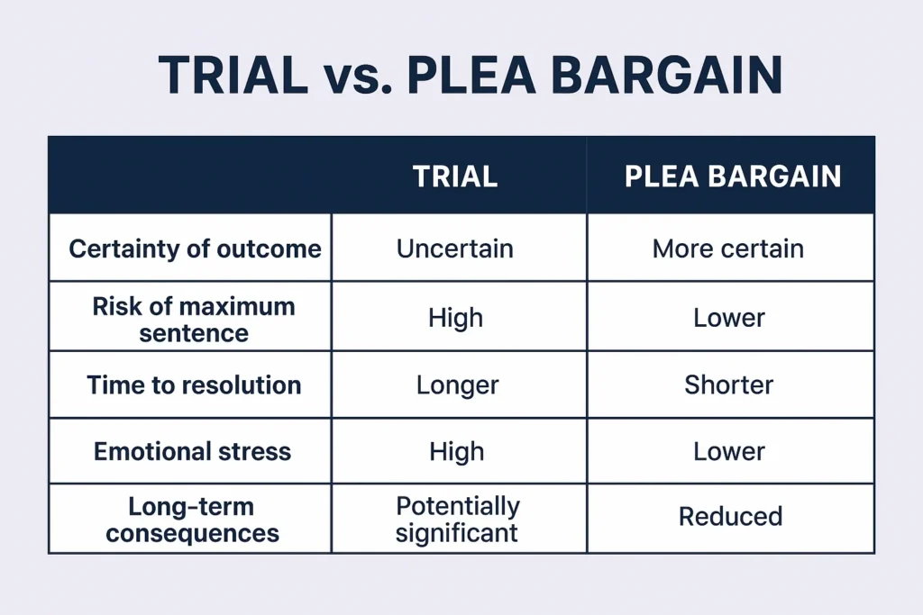 Trial vs. plea bargain comparison