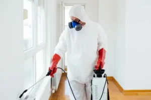 7 Key Factors That Make a Pest Control Service Stand Out in Beaumont a man spraying pesticide spray in the house