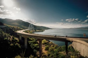 bikes riding on bridge