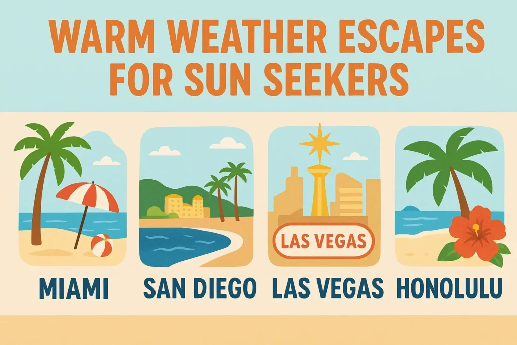 Your New Year Travel Guide: Best Places to Visit Across the USA Sunny beach destinations travel infographic