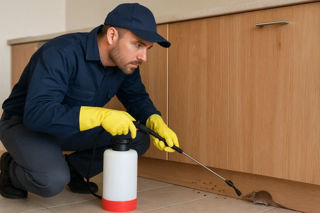 What Every Property Manager Should Know About Infestations a man spraying pest control spray