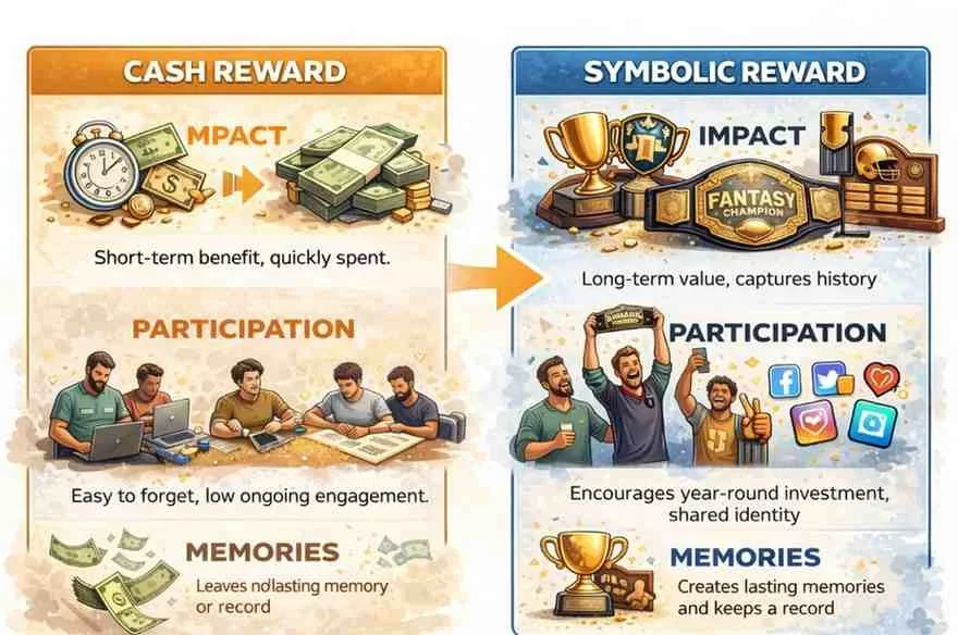 How Fantasy Leagues Are Reinventing Victory Symbols Cash vs symbolic rewards in fantasy sports