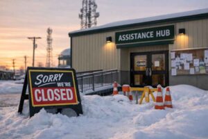 Closed for the evening in winter
